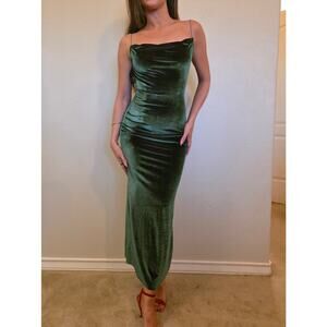 Green velvet Beige Botany Dress